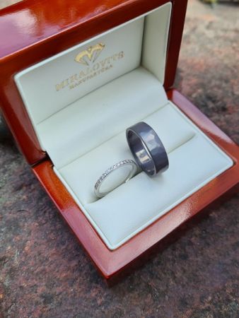 fruzsina and szabolcs stainless steel titanium wedding rings