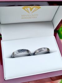 emese norbert damascus wedding rings