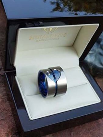 anna and balazs blue titanium wedding ring