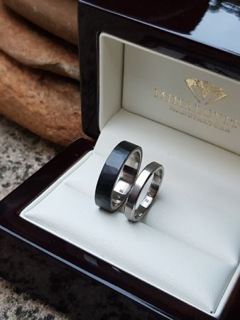 anett and tibor steel titaniu wedding ring