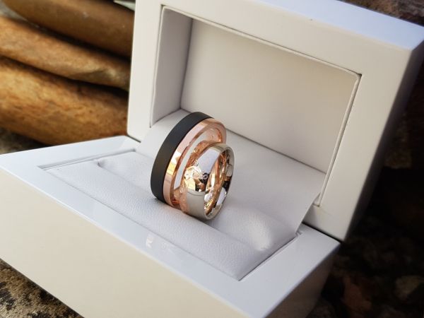 zsuzsanna and norbert gold stainless steel wedding ring